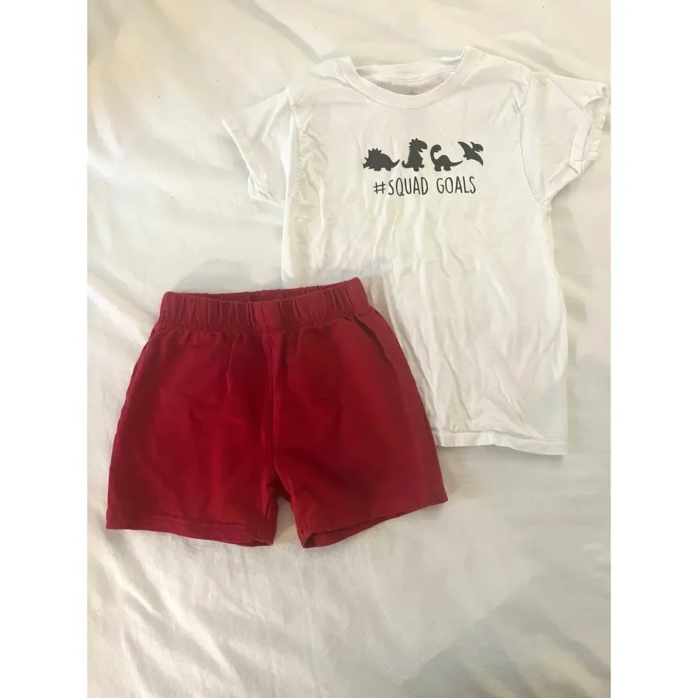 4T Toddler Outfit Set, Squad Goals Dino T Shirt & Shorts
